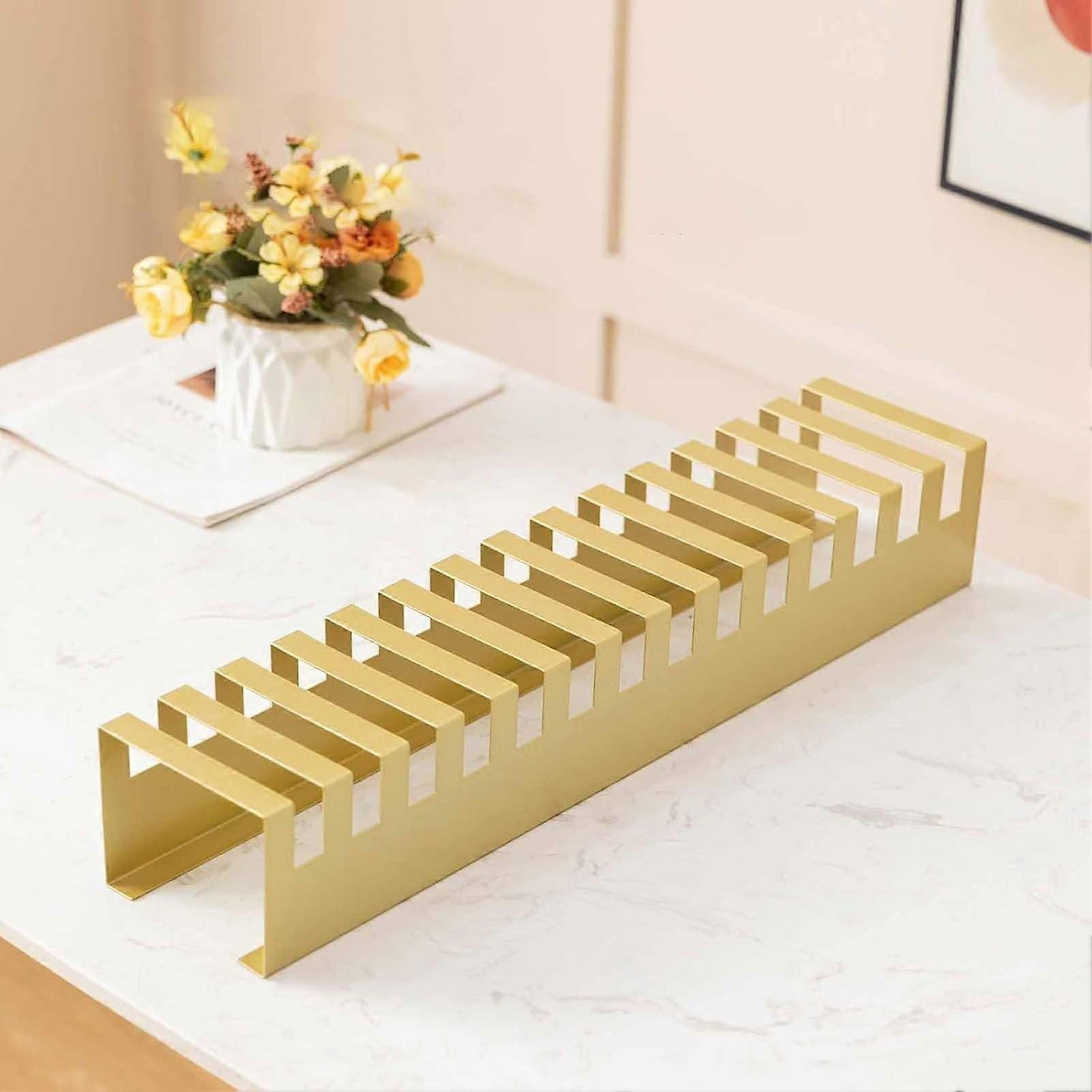 Gold Metal Floor Tile Display Stand with Large Capacity and Stable Triangular Support