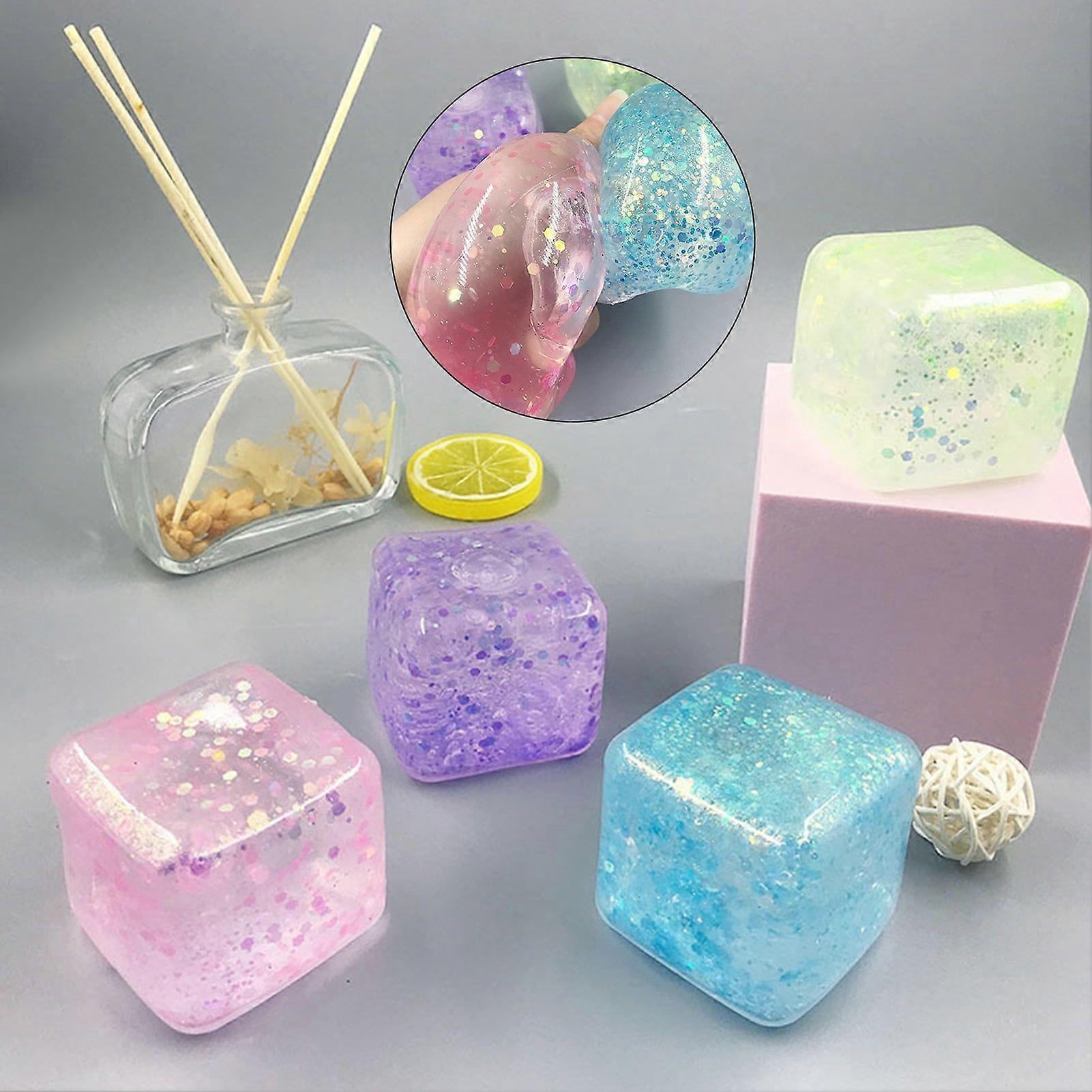 Quick Recovery Sequins Cube Squeeze Fidget Toy - Soft TPR, Anti-stress Creative