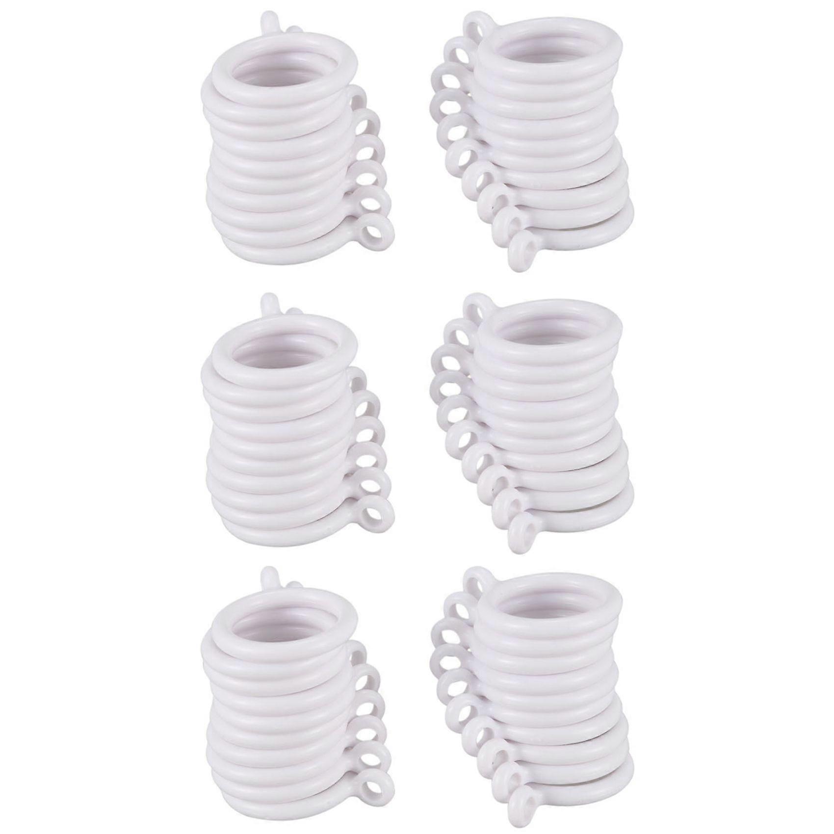 60X White 25mm Inner Plastic Curtain Rings