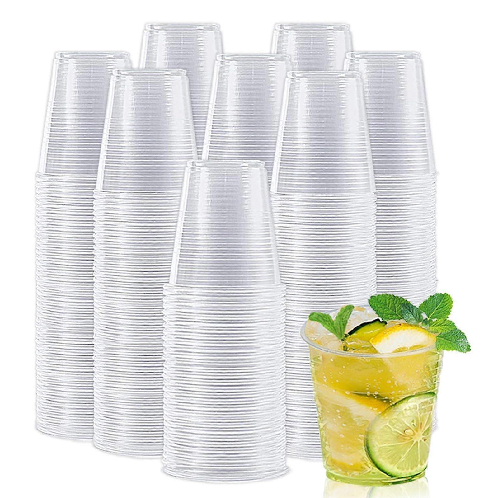 500 Pack 24oz Disposable Plastic Cups Bulk Clear Party Drinking Cups with Rolled Rim Stackable