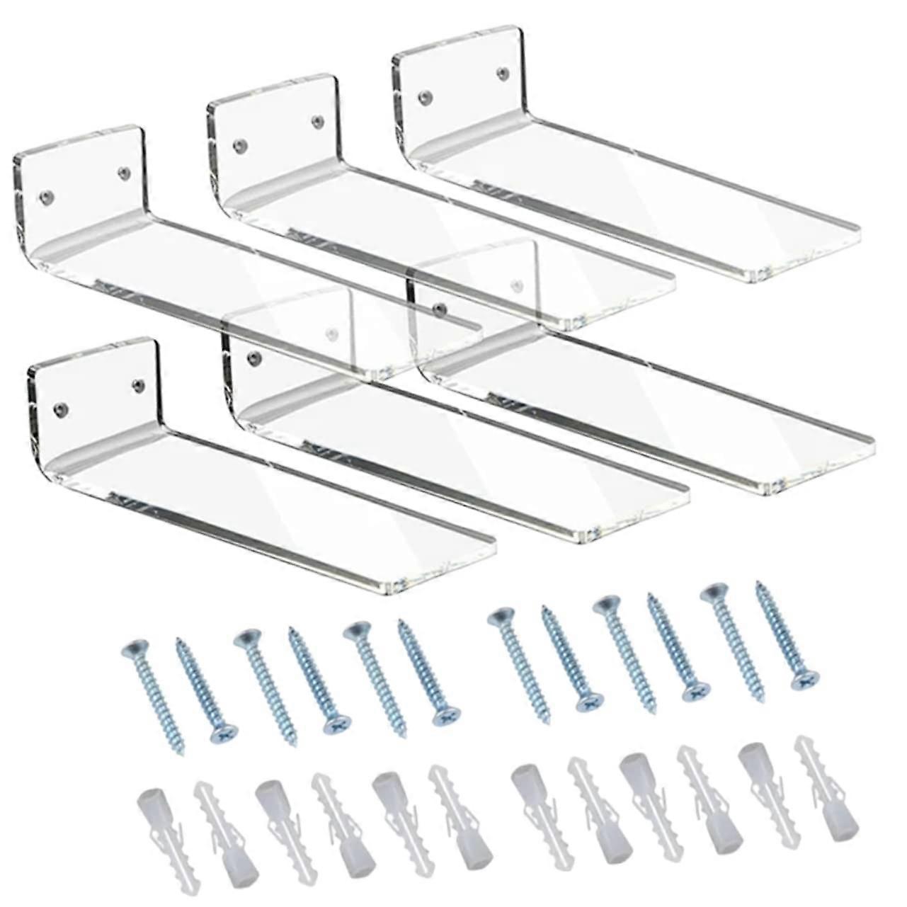 6pcs Sneaker Display Shelf Set, Acrylic Floating Wall Mounted Shoe Rack, Clear SpaceSaving Organizer