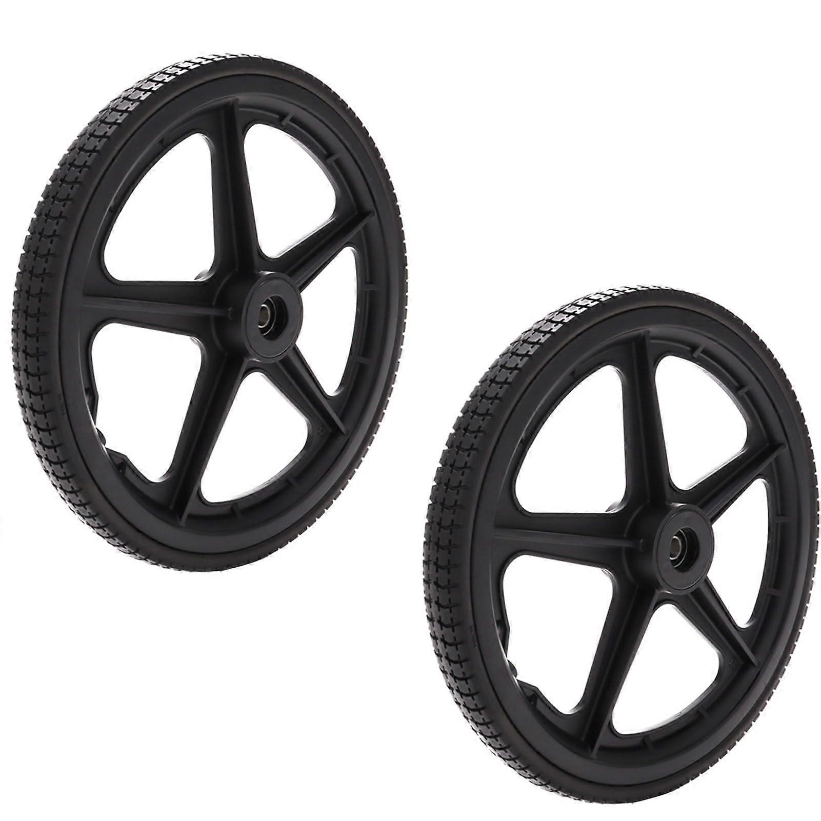 14 Inch Solid Tire Electric Wheelchair Rear Wheel Replacement Pair, Precise Fit Black Assembly