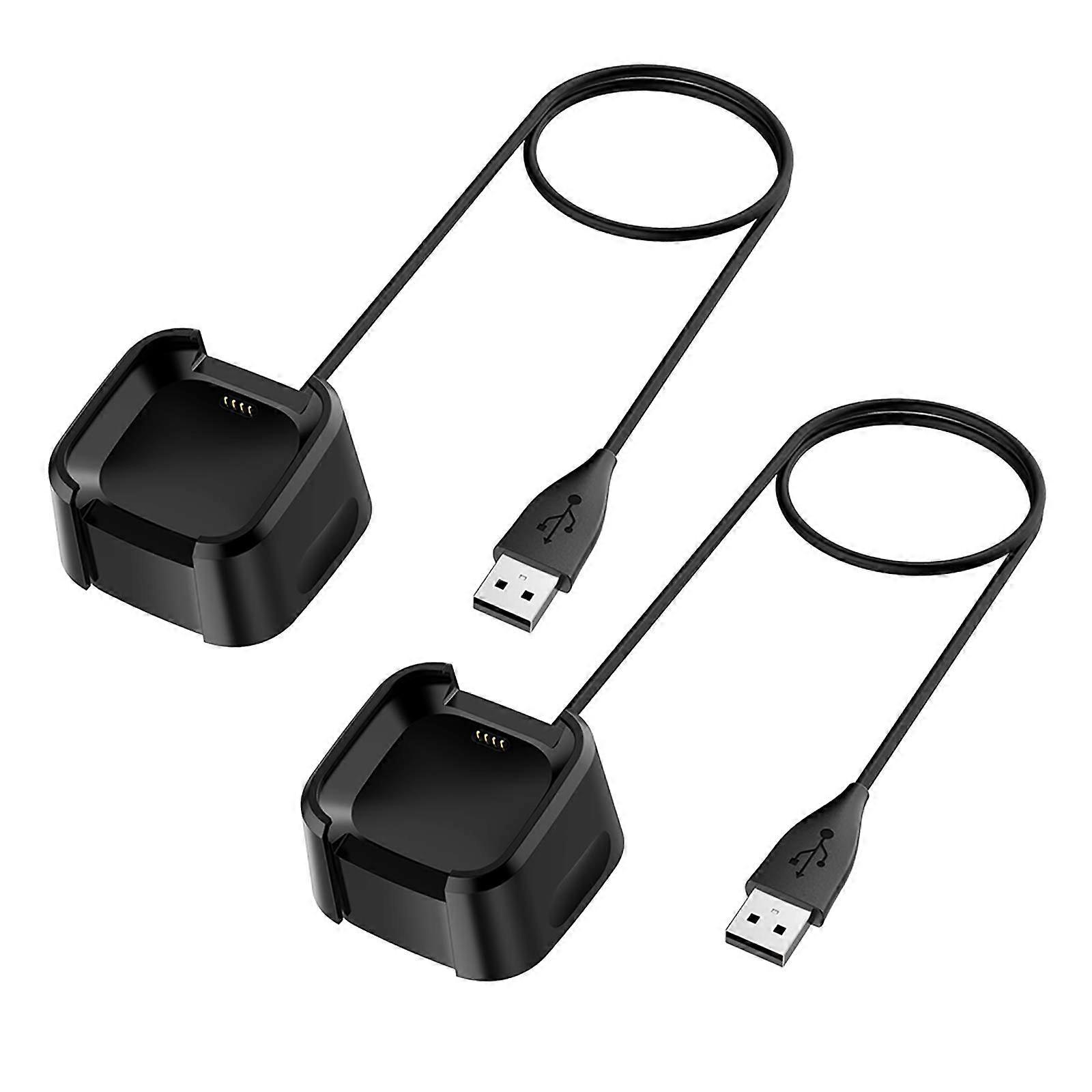 Charger for Fitbit Versa 2 2 Pack with Secure Cradle and Extra Long 100cm USB Charging Cable