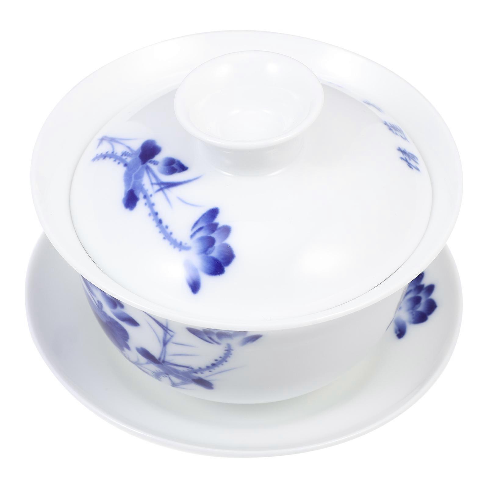 Porcelain Ceramic Tureen Tea Cup for Drinking Use 1Set Blue Vintage