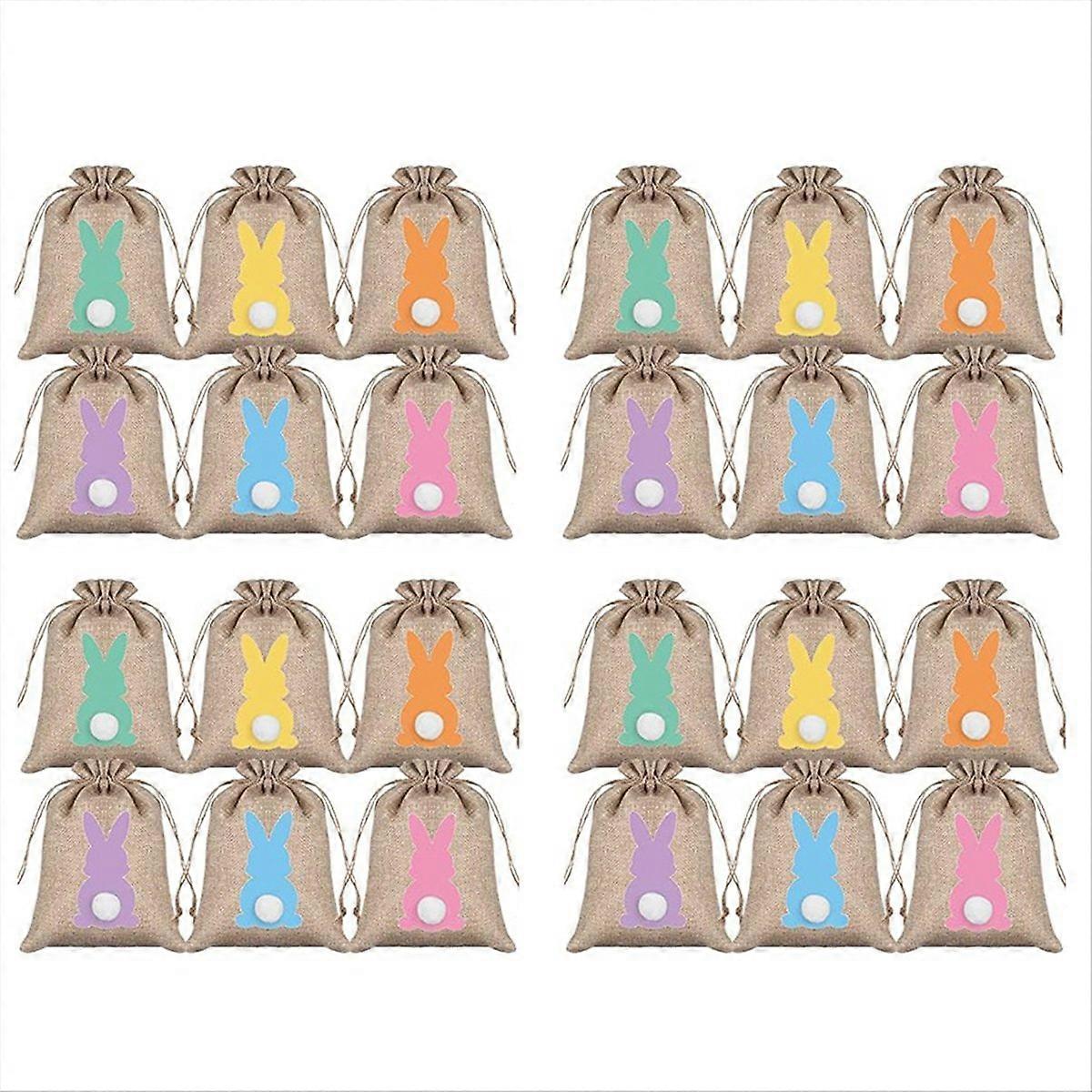 24Pcs Drawstring Gift Bags Easter Burlap Bag Drawstring Gift Bag