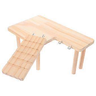 Braune Hamsterplattform aus Holz für Haustierauslauf, 1 Set mit Rampe