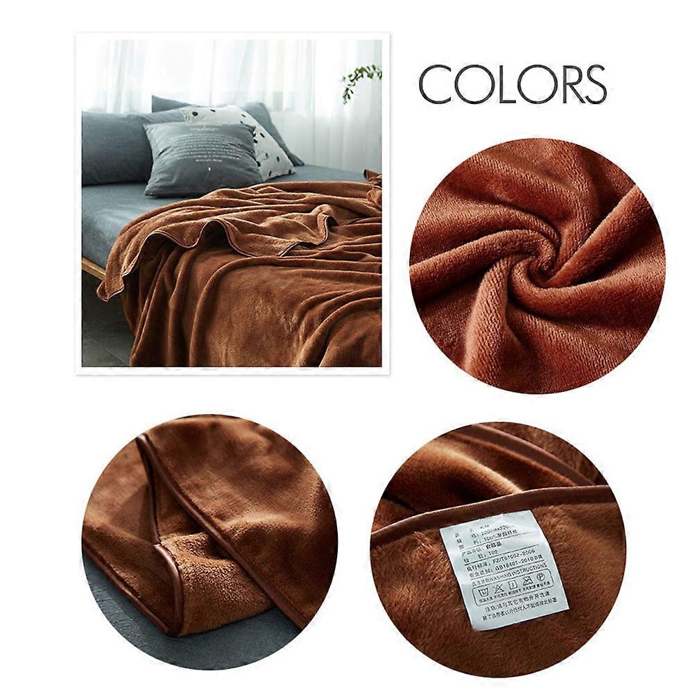 Flannel Blanket Pure Color Couch Solid Bed Blanket for Warming Use