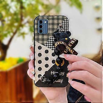 Funda para teléfono Nokia C300 4G: funda de silicona suave antigolpes y resistente a la suciedad con diseño de dibujos animados, pulsera de oso y colgante de perla negra, resistente al agua y