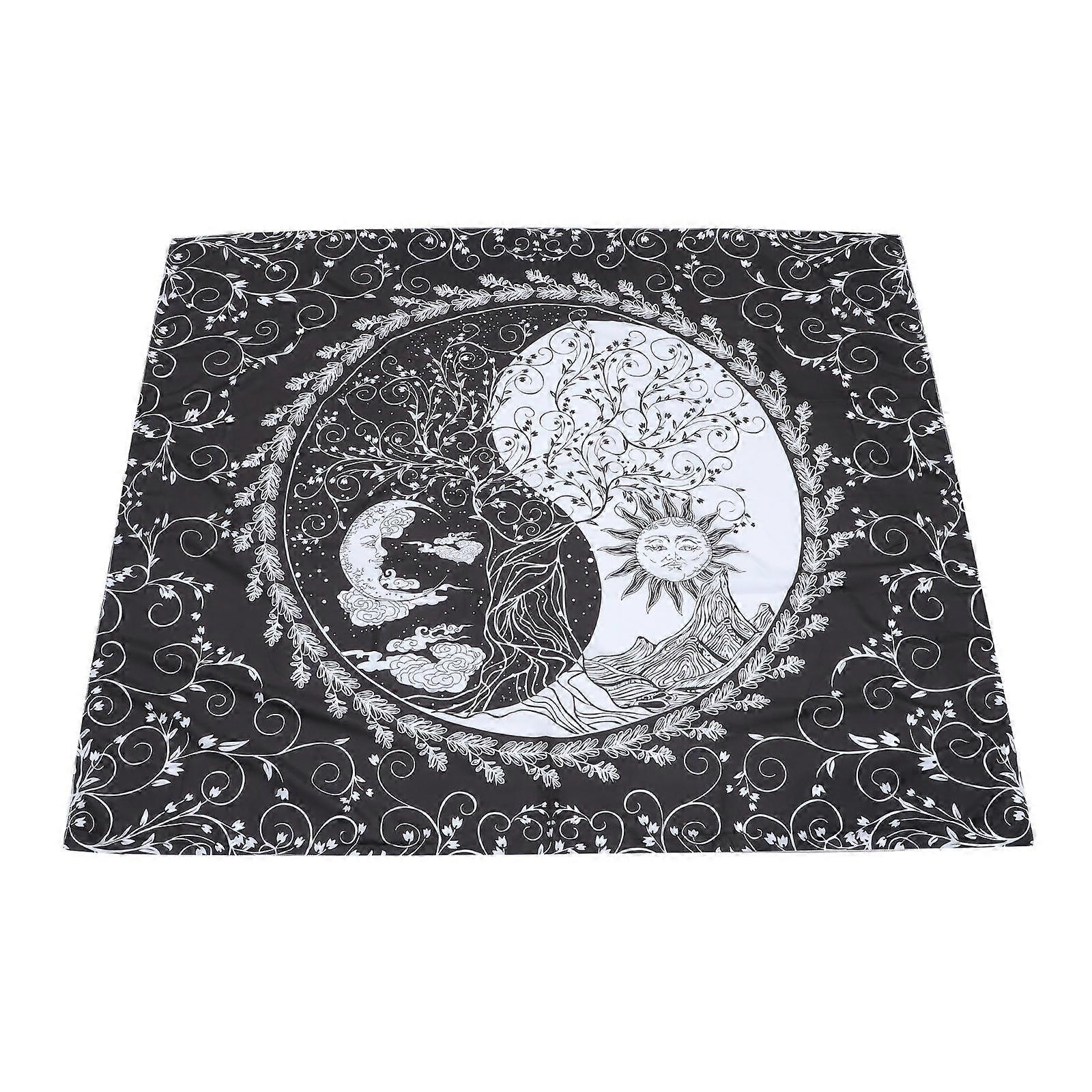 Black Polyester Wall Tapestry with Sun Moon Patterns for Decoration 2Pcs