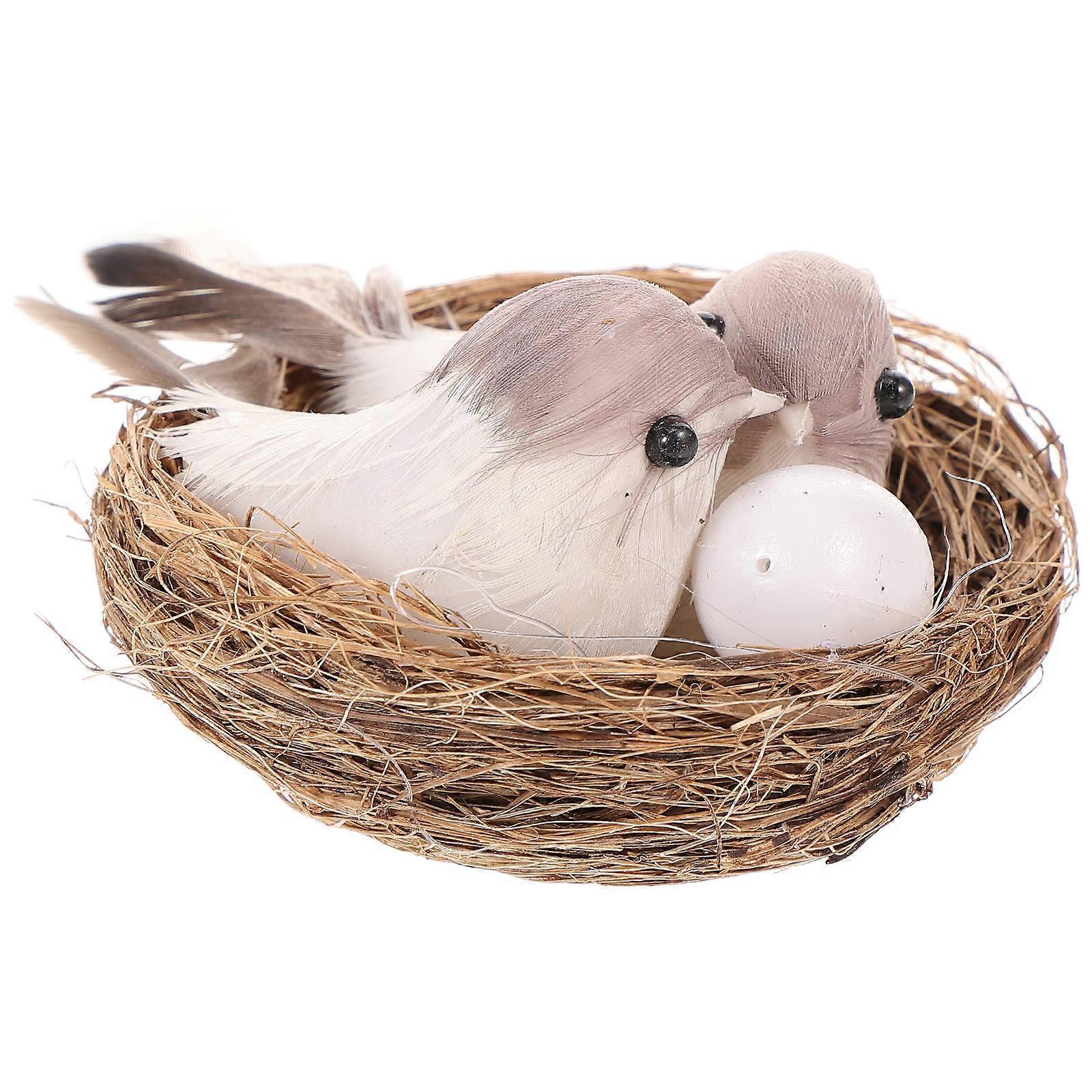 Garden Nest Decor Props 4Sets for Easter Artificial Bird Egg Nest