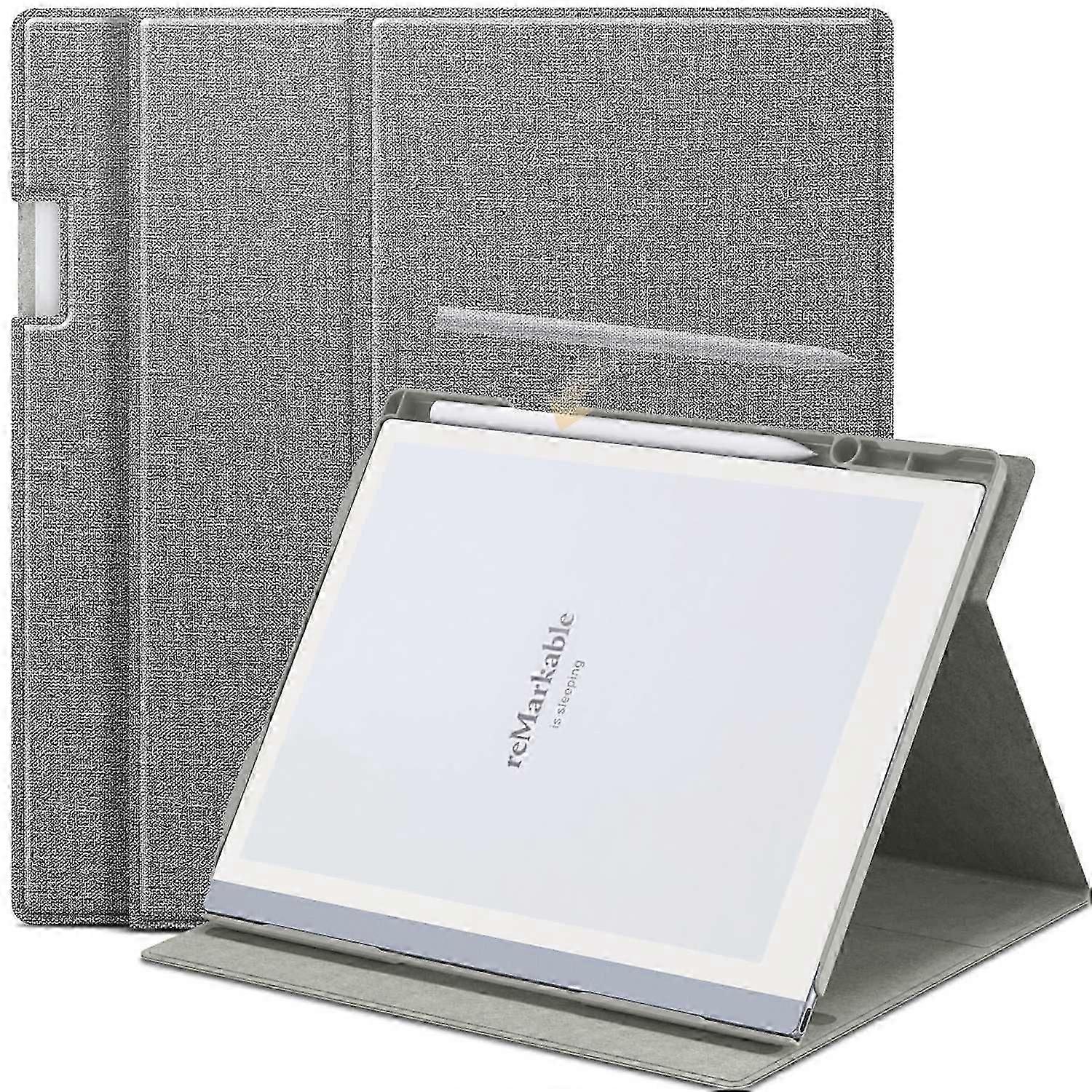 For ReMarkable 2 Case Rotating Stand PC+PU Leather E-Reader Cover with Pen Holder