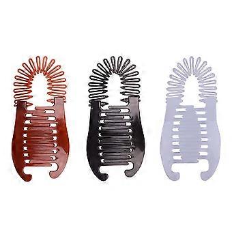 Conjunto de 3 pentes de cabelo coloridos alongados com presilha em formato de banana, feitos de plástico - para mulheres.