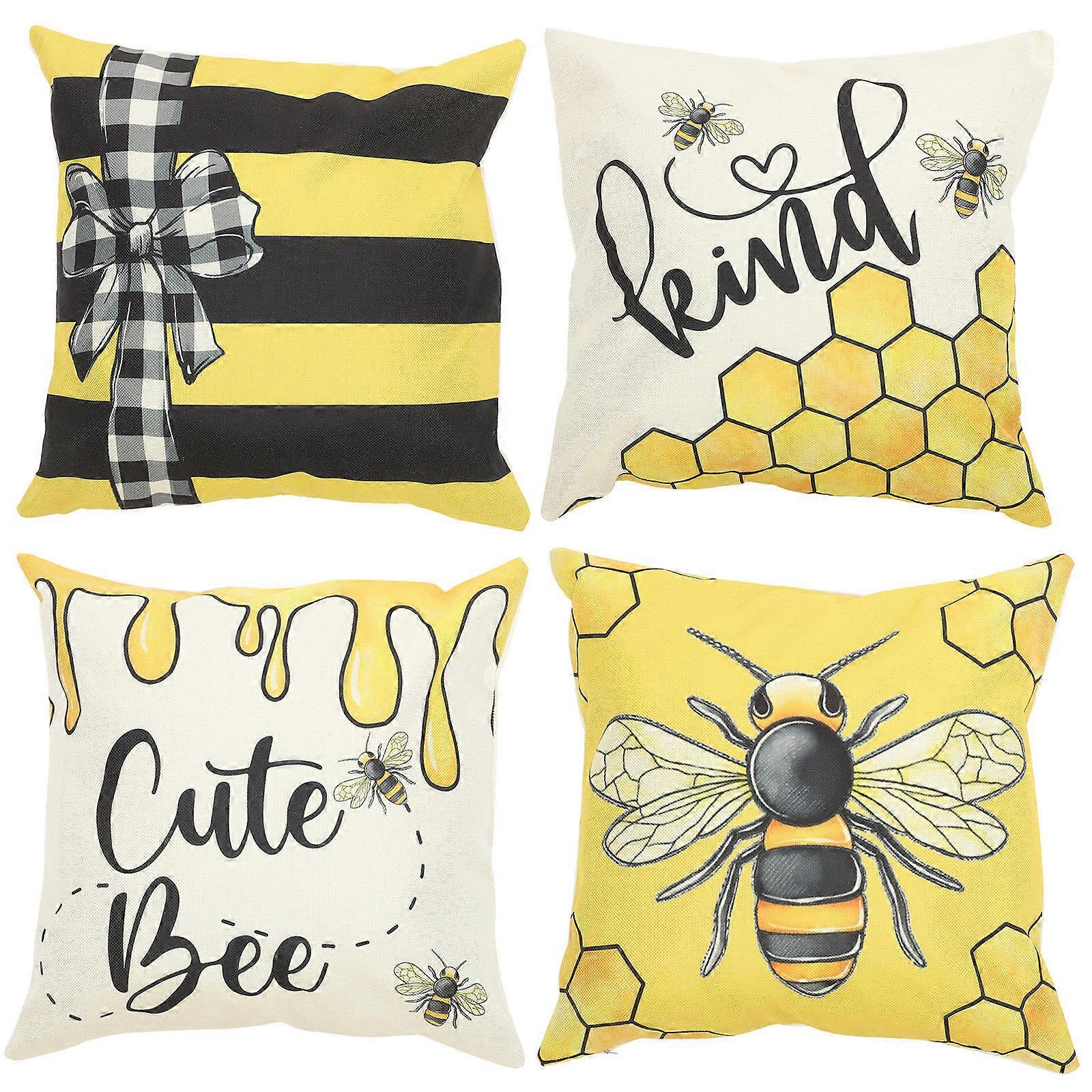 Multifunction Pillowcase Bee Pattern Cushion Cover for Home 4Pcs