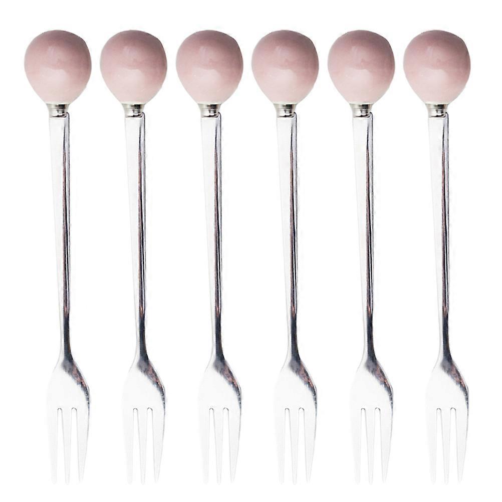 18Pcs Mini Fork Ceramic Handle Flatware for Coffee Dessert