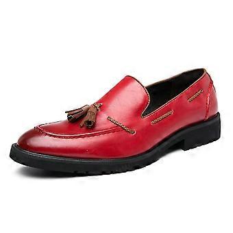 Kwastje Leer Oxfords Schoenen Heren Loafers Casual Slip On Heren Geklede Schoenen Italiaanse Sierlijke Bruiloft Feest Schoenen Heren Mocassins Zwart
