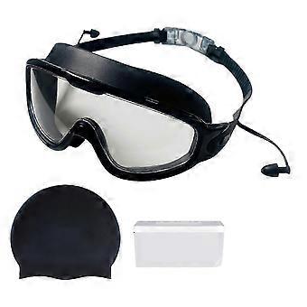 Adult Swimming Goggles Leakproof Swim Goggles With Ear Plugs and Swimming Caps Large Frame Swim G
