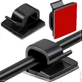 60 stykker utendørs kabelklemmer med selvklebende tape Lysklips Dekorasjonsklemmer Selvklebende kroker Trådholder for eventyrlys (liten, svart)
