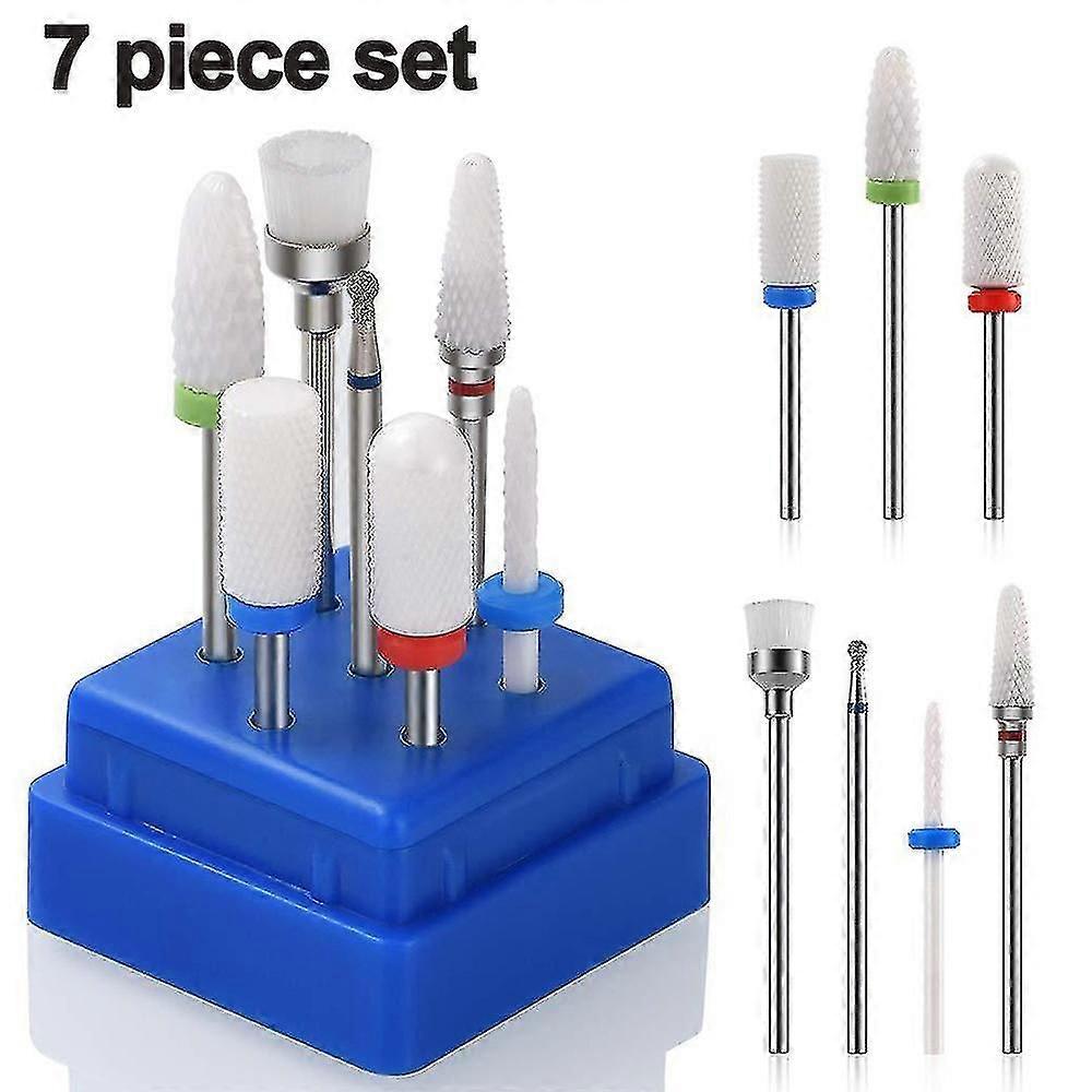 7pcs Ceramic Nail Drill Bits Set Cuticle Diamond Nail Drill Drill Tools