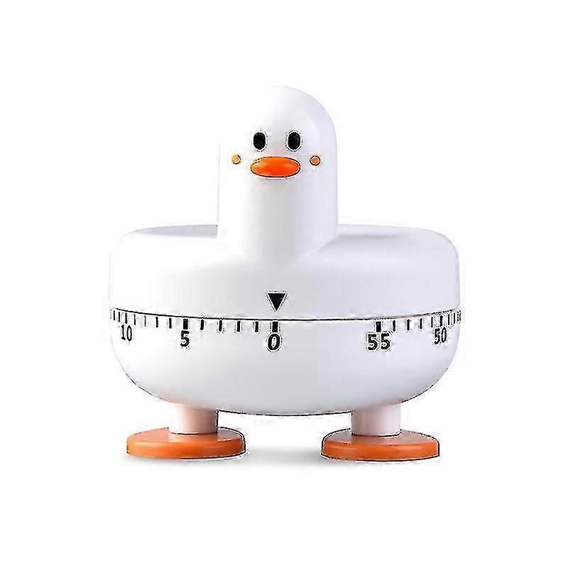 Mechanical Kitchen Timer, Cute Duckling Shape, Non-Slip Base, Audible Ring, Compact Analog Timer for Cooking, Study, Task Reminder, Yellow/White