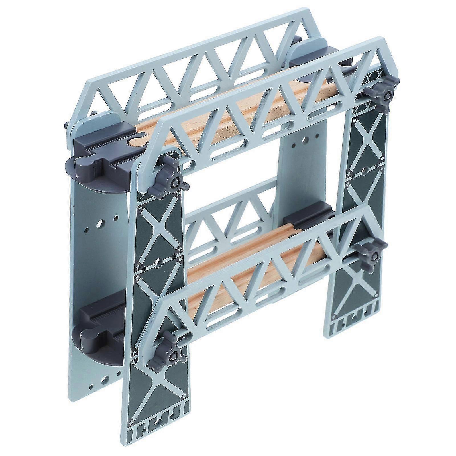 Wooden Double-Deck Train Bridge, Detachable Compatible Track Set for Kids Motor Skill Development