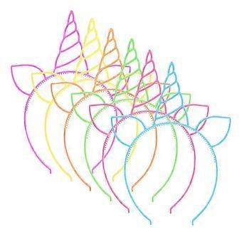 18 Pcs Plastic Unicorn Headband Supplies Christmas Party Gift Cosplay Hairband Hair Loop Headware Accessories For Girls Teens