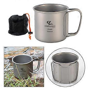 250 ml sammenklappeligt campingkrus udendørs rejse drikkevarer kan koges vand krus drikkekop titanium gryde kun 40g