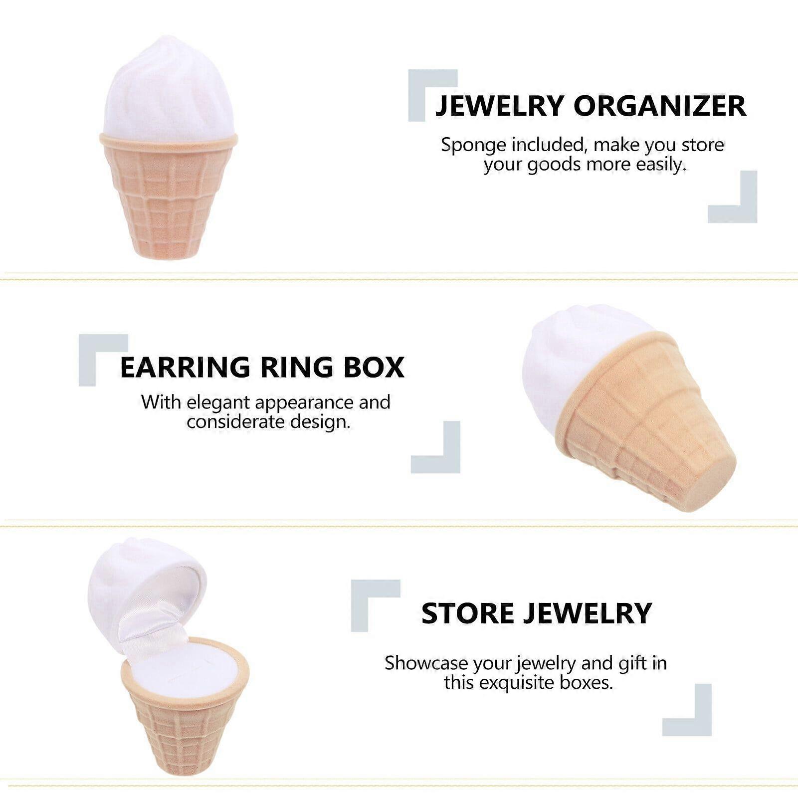 1pc Simulate Ice Cream Shape Ring Box Creative Engagement Wedding Ring Case