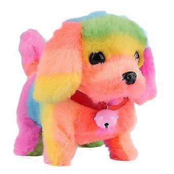 Lovely Electric Dog Plush Toy with Realistic Movement And Barking Sound Gift For Toddler Boys And Girls Indoor Playing Rainbow Colors