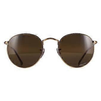 Ray-Ban Sunglasses Round Metal RB3447 001/G5 Gold Silver Brown Polarized Chromance