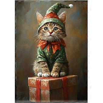 Christmas Elf American Curl Cat Jigsaw Puzzle - Fun X-mas Holiday Puzzles for Pet-Loving Family in Christmas SQZ702