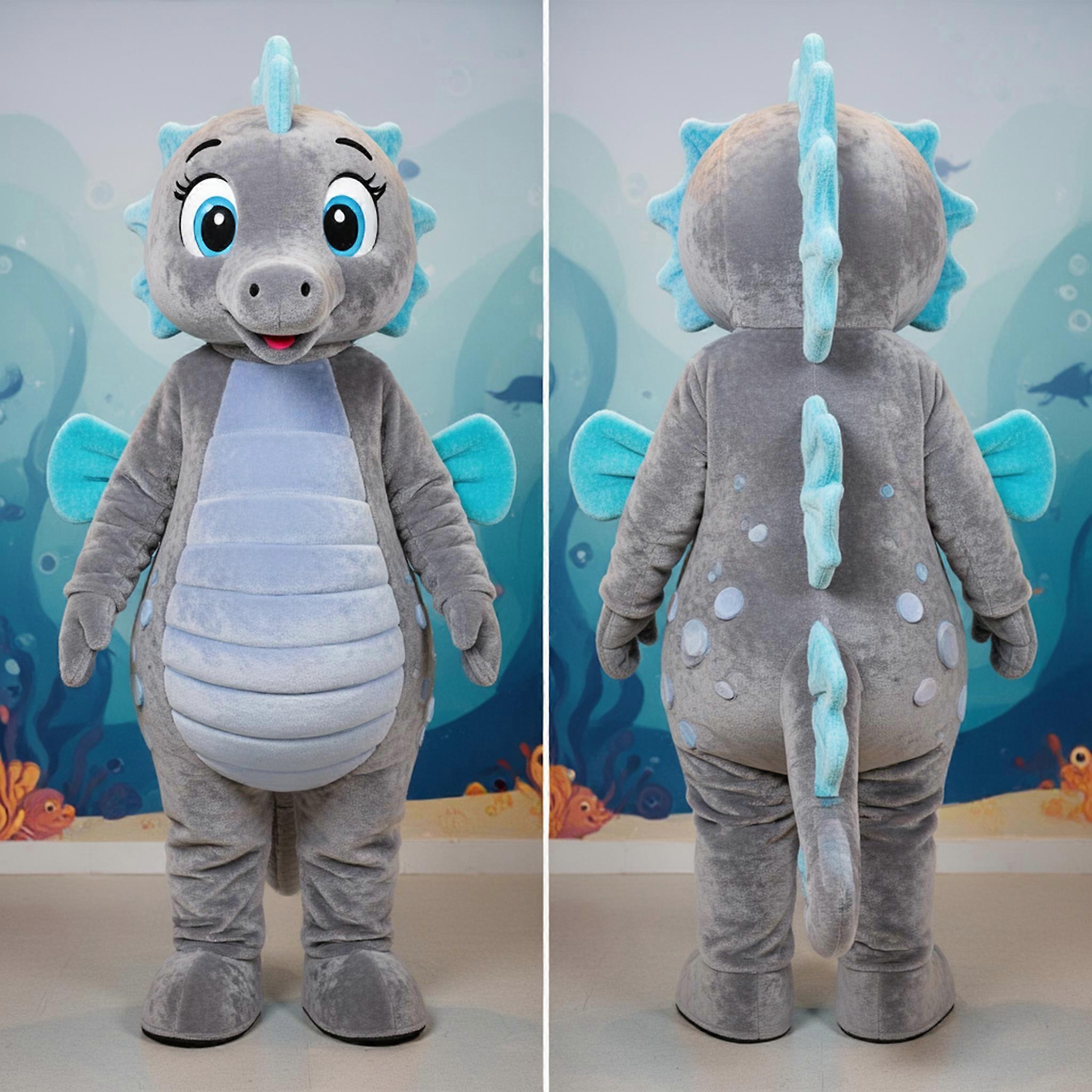 MASTICOT Soft Gray Gentle Seahorse Mascot