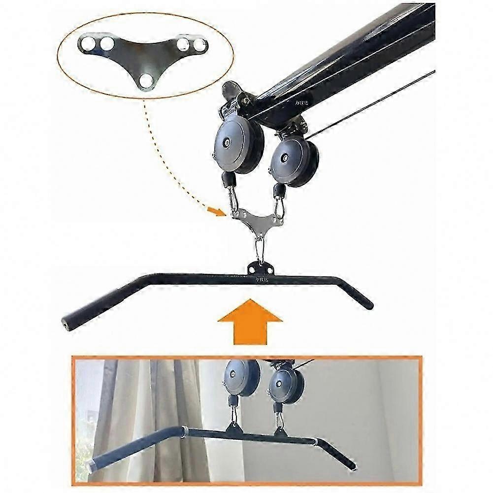 Dual-Stack Compatibility Pull Down Bar With Double To Single Adapter Plate And Spreader Bar For Cable Machine Strength Training