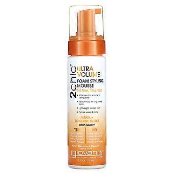 2 x Giovanni, 2chic, Ultra-Volume Foam Styling Mousse, For Fine, Limp Hair, Papaya + Tangerine  Butter, 7 fl oz (207 ml)