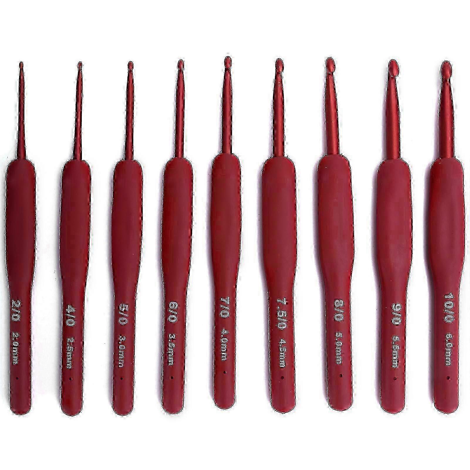 Ergonomic Red-Handle Crochet Hook Set