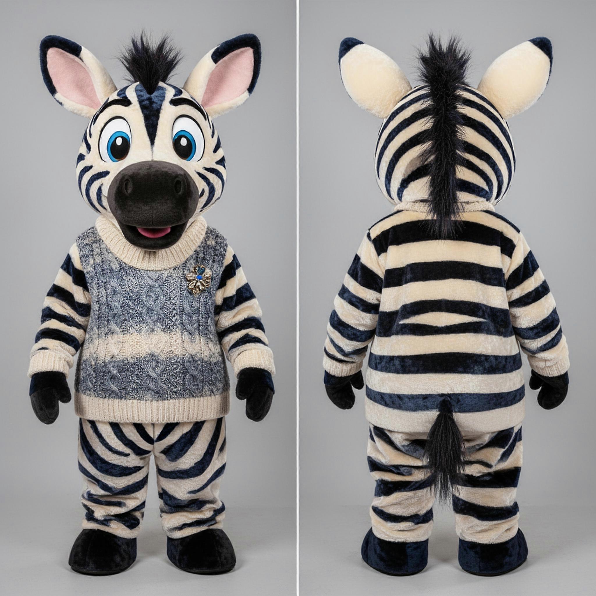 MASTICOT Ivory Black Striped Zebra Mascot