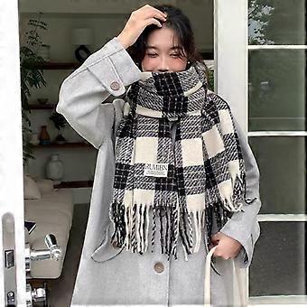 Korean Red Plaid Preppy Scarf: Women's Versatile Warm Neck Warmer for Autumn and Winter – Ideal New Year & Christmas Gift