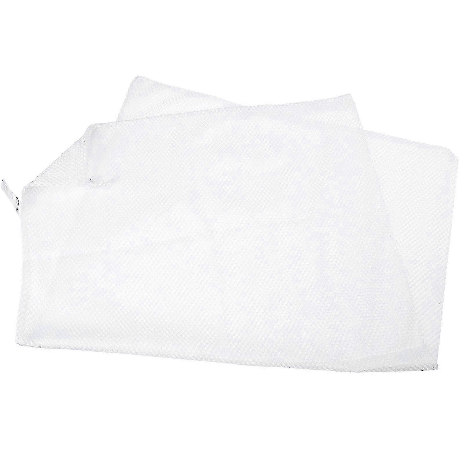 Mesh Laundry Bag Portable Washable Drawstring Storage Bag For Home Laundry White Rectangular Grid 1Set
