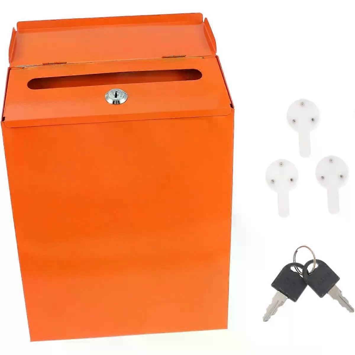 Style Wall-mount Mailbox Iron Orange with Lock