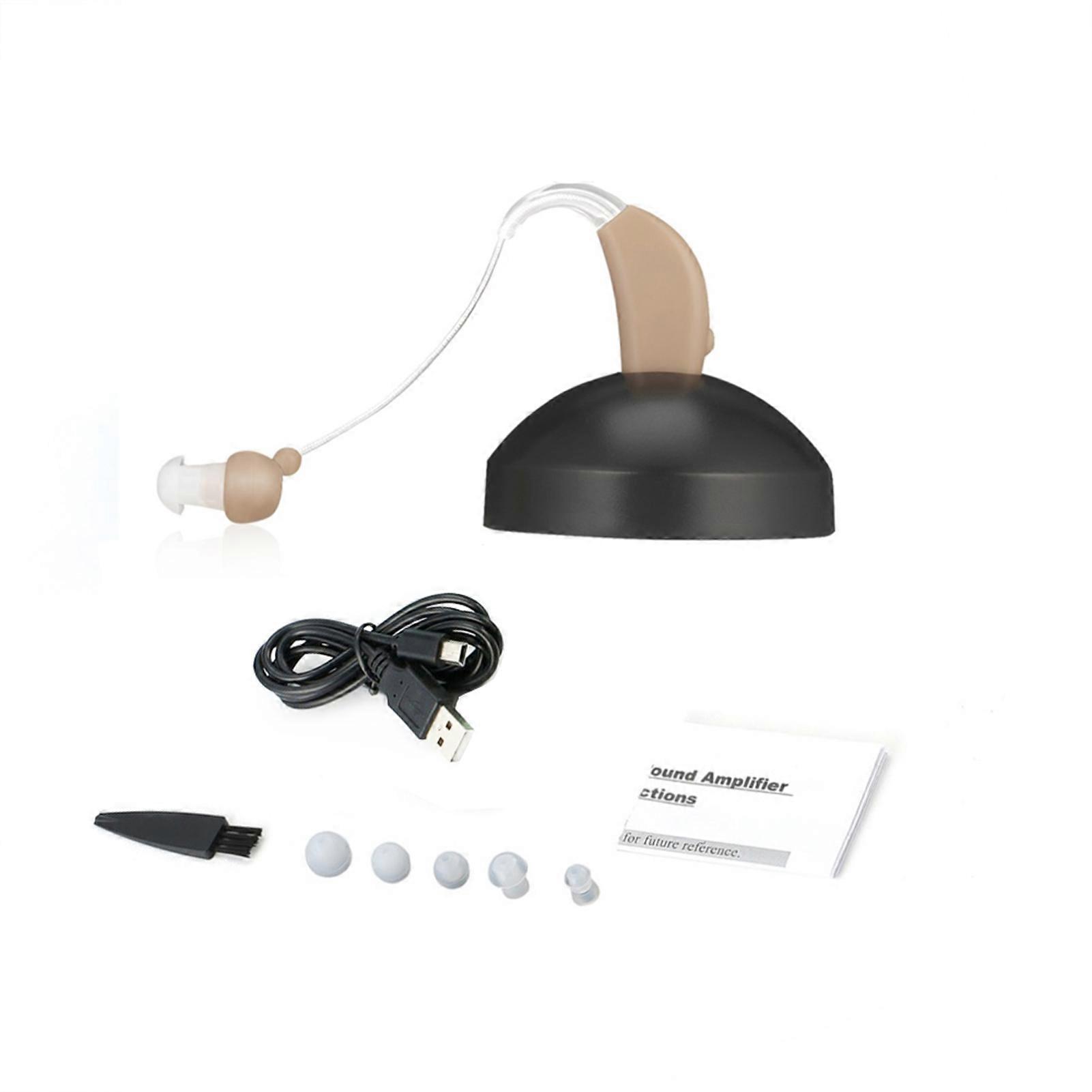 Mini Rechargeable Ear Back Type Hearing Device Sound Amplifier with Recharging Base
