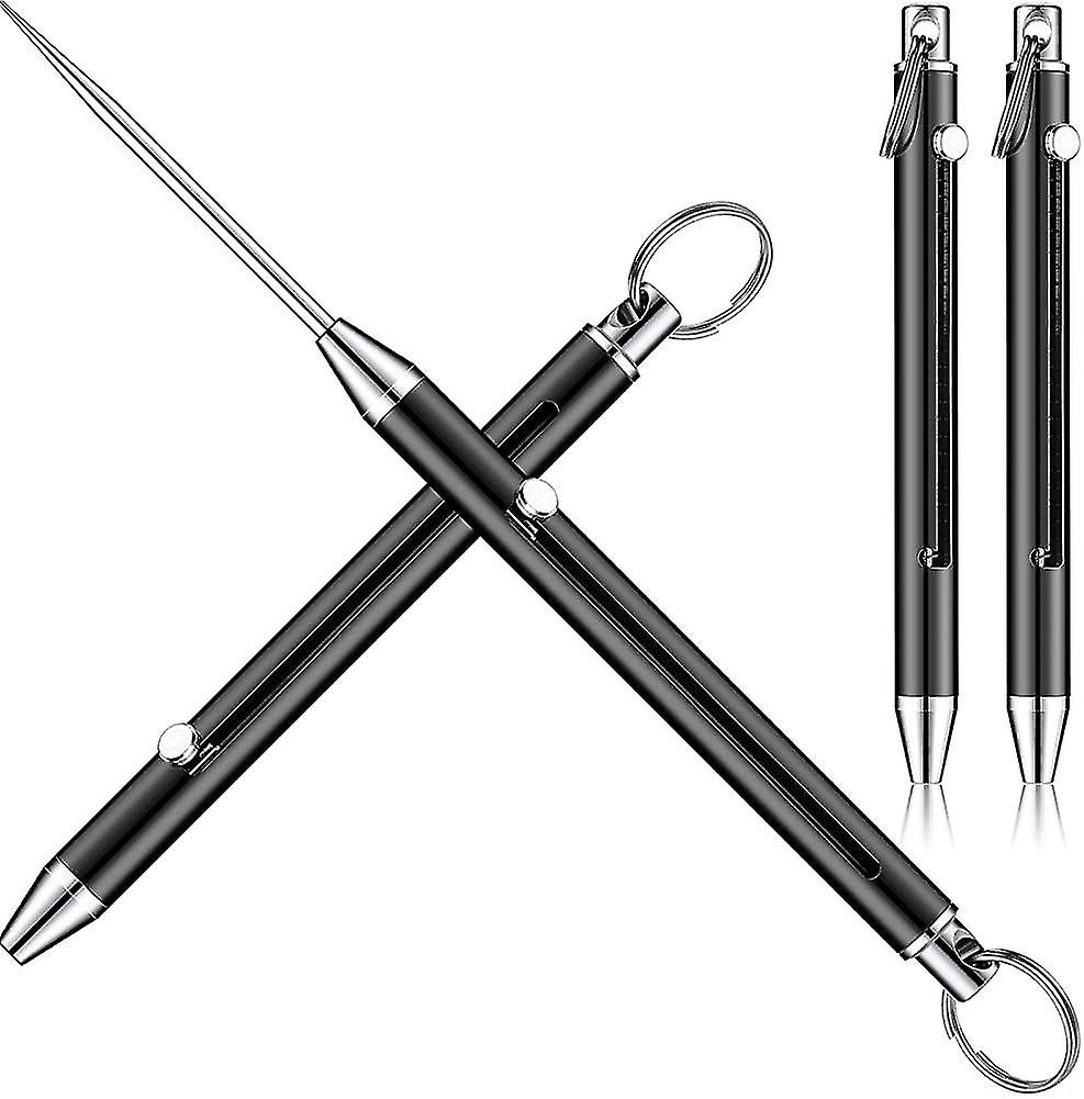 2 Pieces Portable Titanium Toothpick Pocket Toothpick Keychain Telescopic