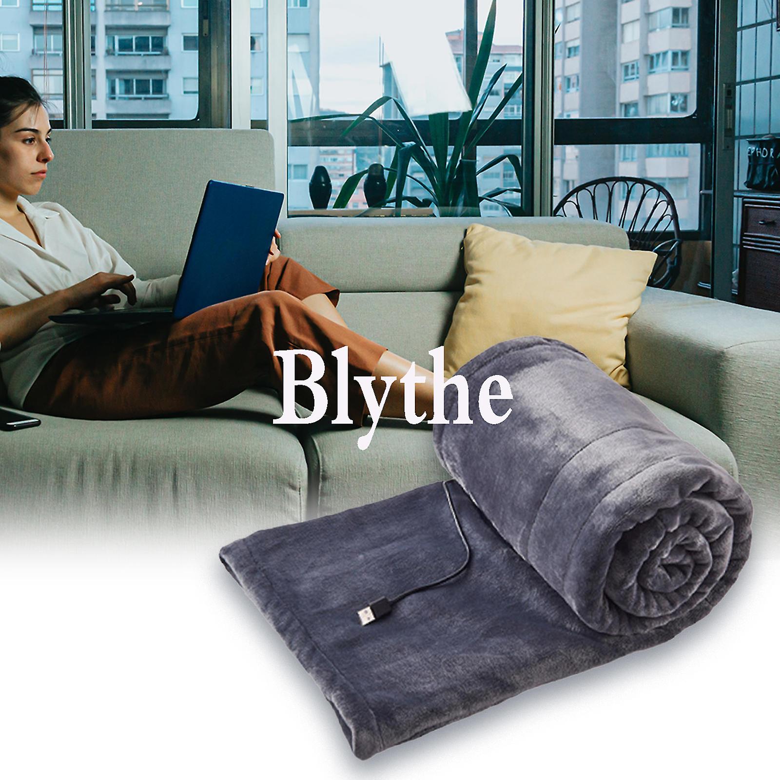 Flannel Usb Electric Blanket Heated Shawl Throw 55x31 Inch 3 Gears Multipurpose Warm Light Gray