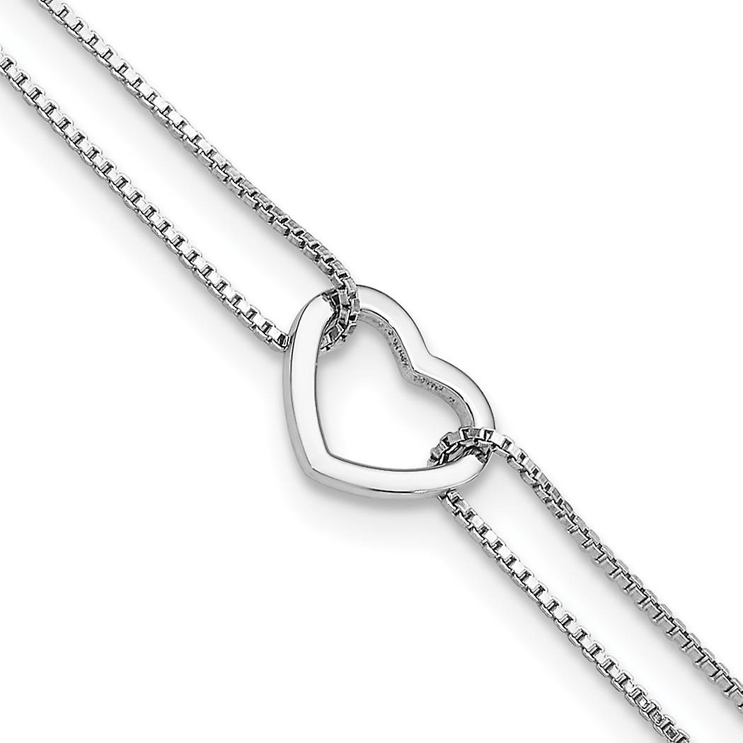 10mm 925 Sterling Silver Polished Love Heart Beaded Plus 1in Extension Anklet 9 Inch-Anklet for Women