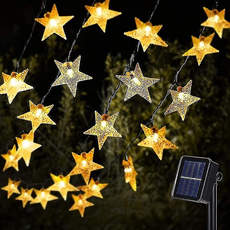 Solar Star String Lights 7m 50 Leds Pentagram Fairy Lights Garden Lantern With 8 Lighting Modes Outdoor Decoration Lamp