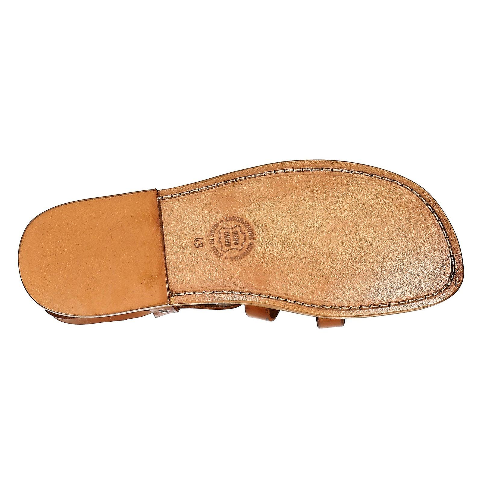 Handmade Men's Gladiator Strappy Sandals In Vintage Cuir Leather - Crafted In Italy - Model 502 U
