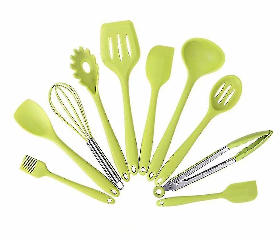 10-piece Kitchen Baking Non-stick Silicone Cookware Set (green)