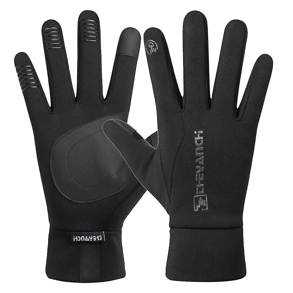 1 Pair Safety Riding Gloves Winter Warm Touch Screen Non-slip Gloves Windproof Waterproof All-finger