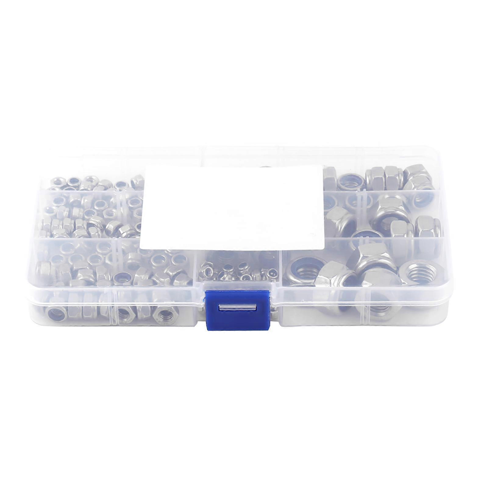 165pcs Stainless Steel SS304 Nylon Insert Locknut Assortment Kit M3 M4 M5 M6 M8 M10 M12