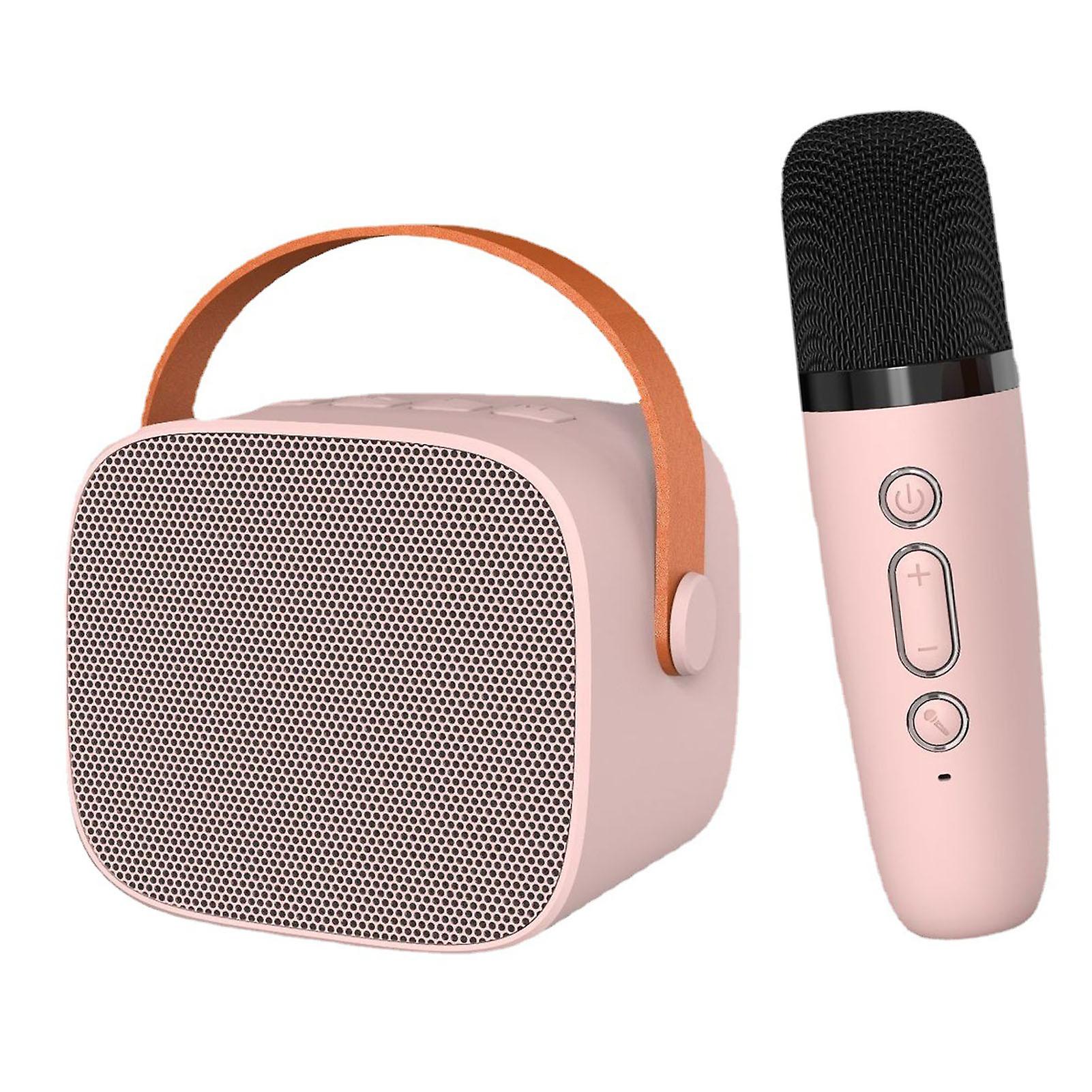 Portable Pink Mini Karaoke Machine Bluetooth Speaker with Mic