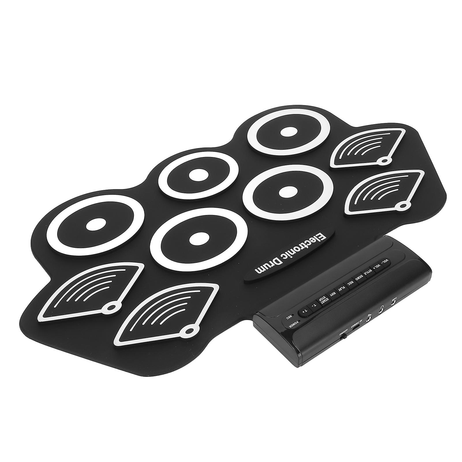 Electronic Drum Set Roll Up Practice Pad Midi Kit with Pedals Sticks Gift for Kids 100‑240V EU Plug 