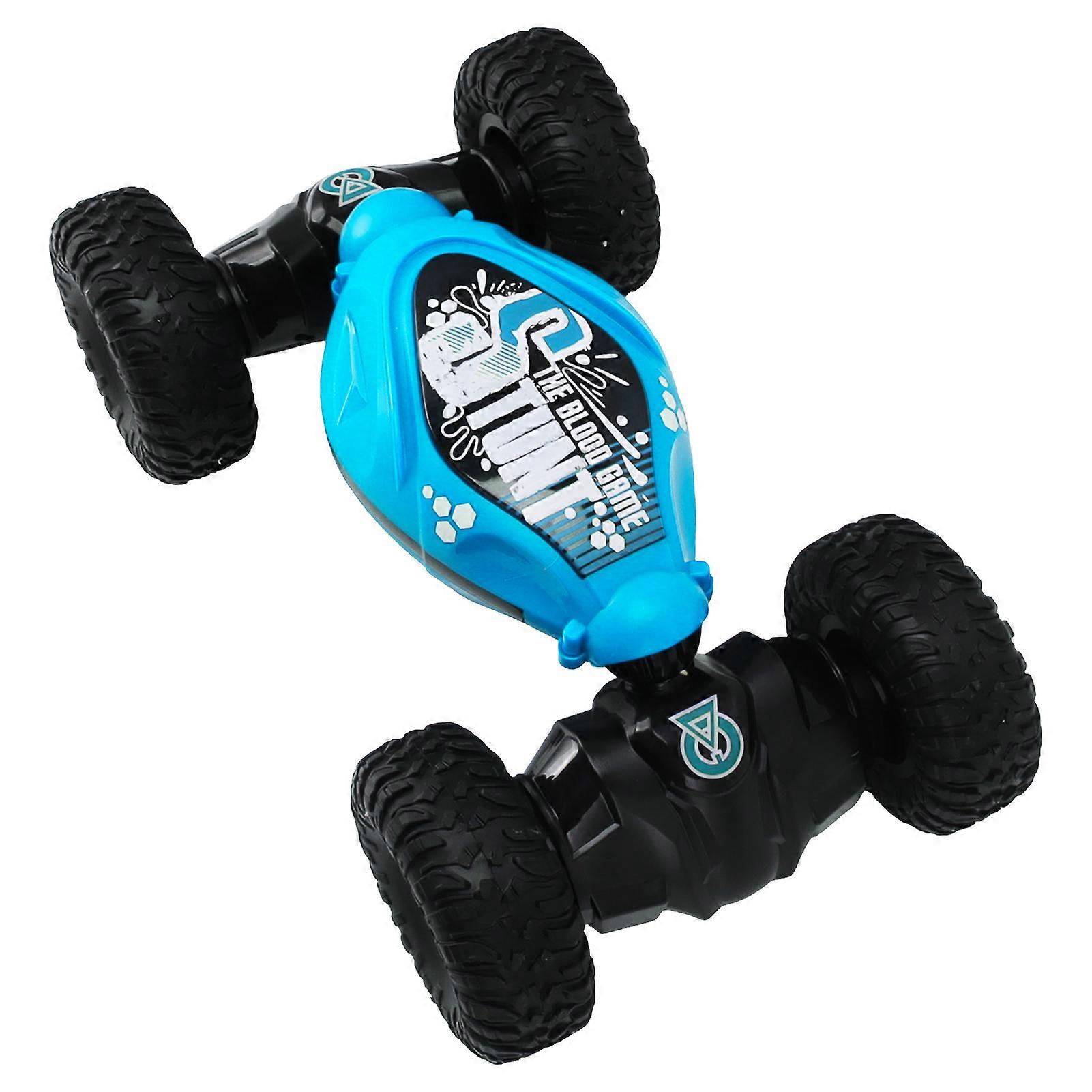 RC Stunt Car 1/16 4WD 2.4G Wireless Remote Control Tumbling Stunt Car for Children Blue 